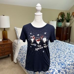 🍹❄️🤍 NWOT Women's J. Crew Après-ski Navy T-shirt Size Small 🍹❄️🤍